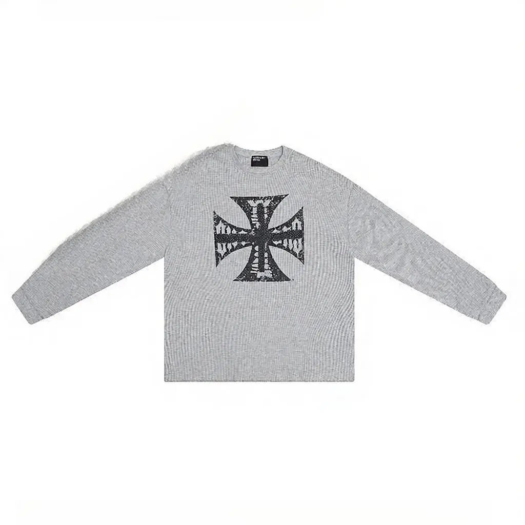 Waffle Print Long Sleeve T-Shirt photo 8