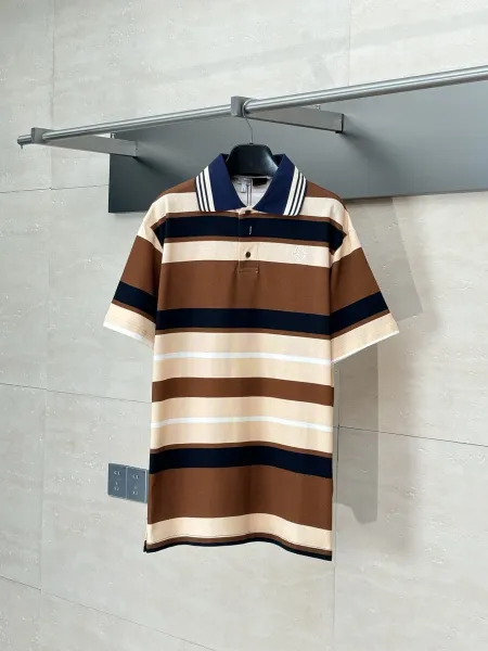 Fred Perry Striped Polo Shirt in Brown, Beige, and Navy Tops Polo - 5