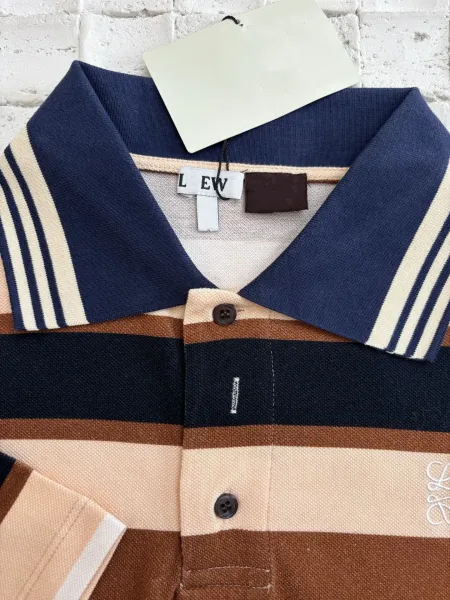 Fred Perry Striped Polo Shirt in Brown, Beige, and Navy Tops Polo - 8