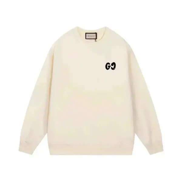 Gucci GG Logo Crewneck Sweatshirt Beige Hoodie - 1