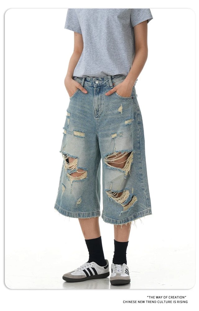 11KN distressed denim shorts Jeans: seller detail photo 6