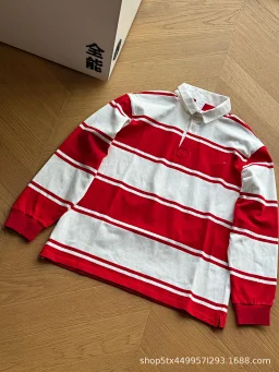 thumbnail for sup, spring and autumn, new comfortable heavy long-sleeved shirt, striped versatile casual pullover, lapel sweatshirt, sweatshirt