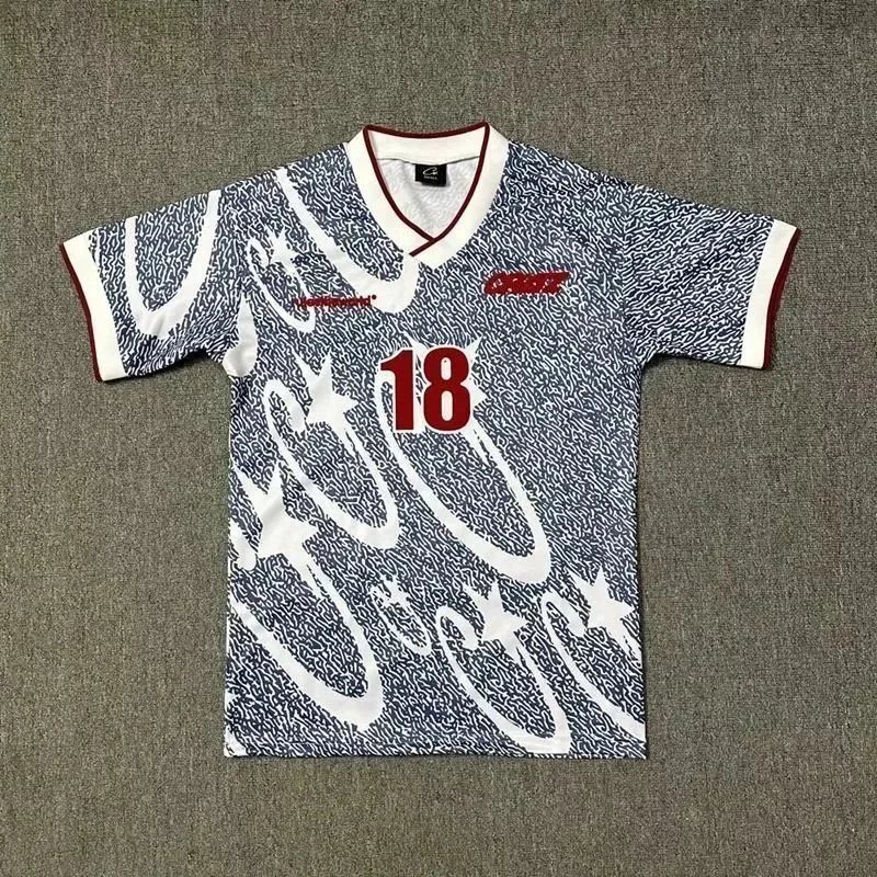 Blue White Soccer Print T-Shirt