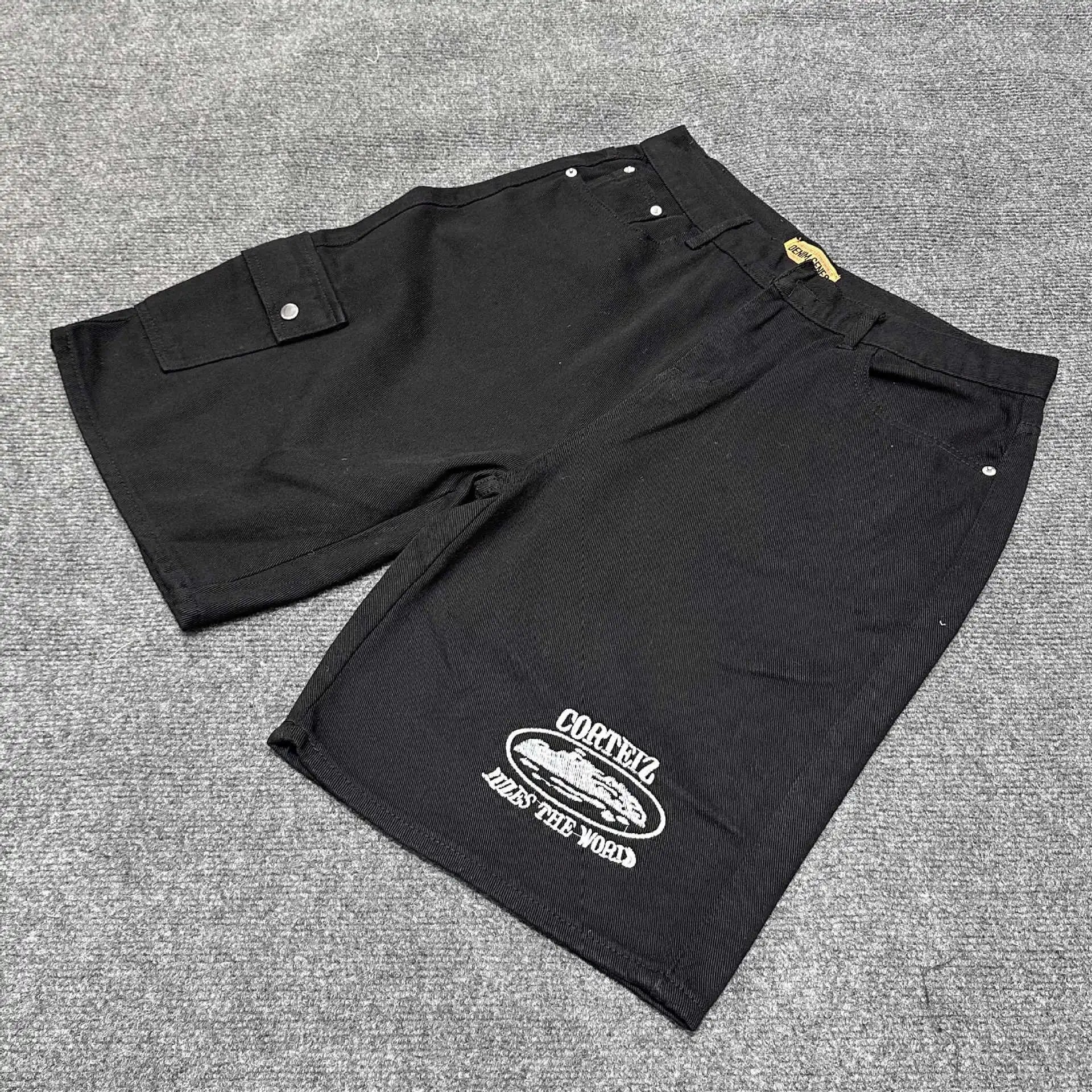 Denim Shorts Assorted Colors Embroidered Rhinestone Camo Graphic Streetwear