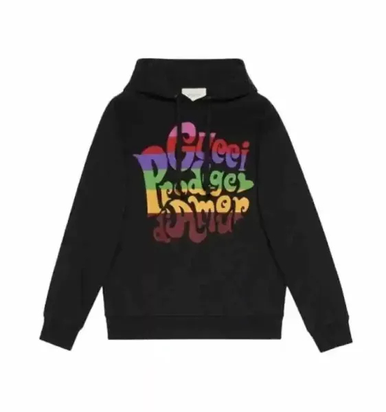 Gucci Rainbow Logo Hoodie Black - 1