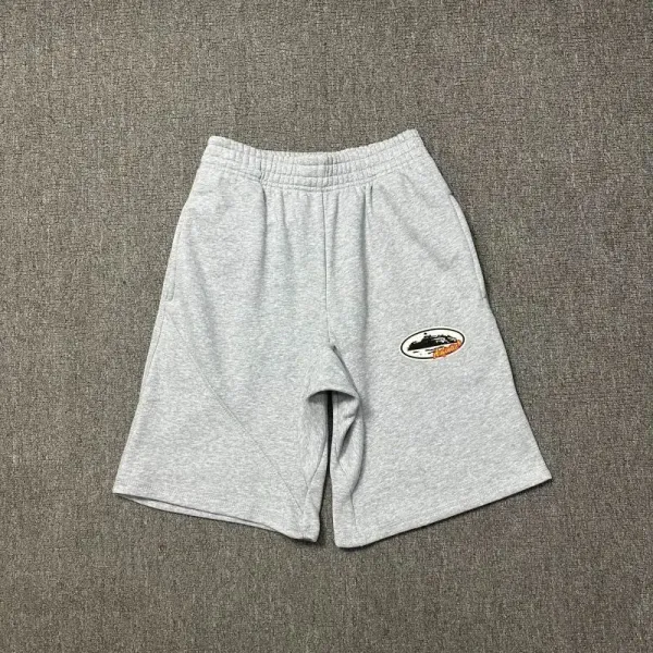 Design Logo Patch Gray Sweat Shorts - 1