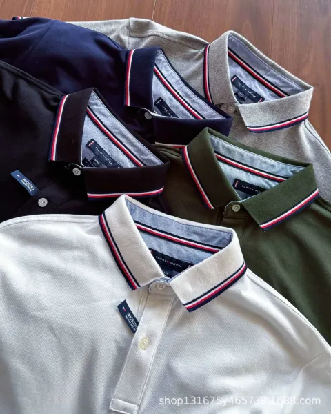 Tommy Hilfiger Classic Polo Shirt in White, Navy, Black, Gray, and Army Green - 7