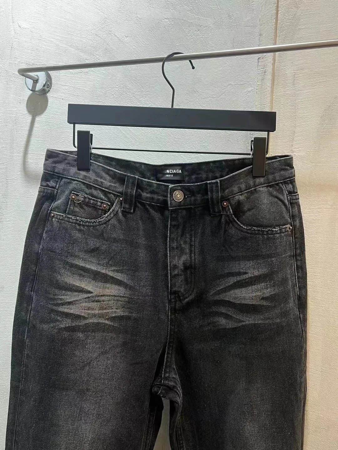 Washed Distressed Flared Denim Jeans photo 6