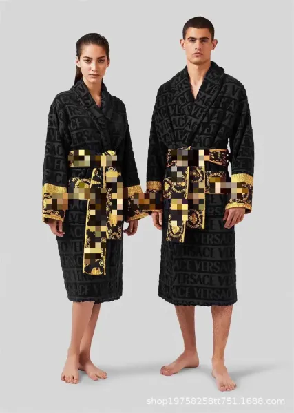 Versace Barocco Print Bathrobe Multicolor Sleepwear - 12