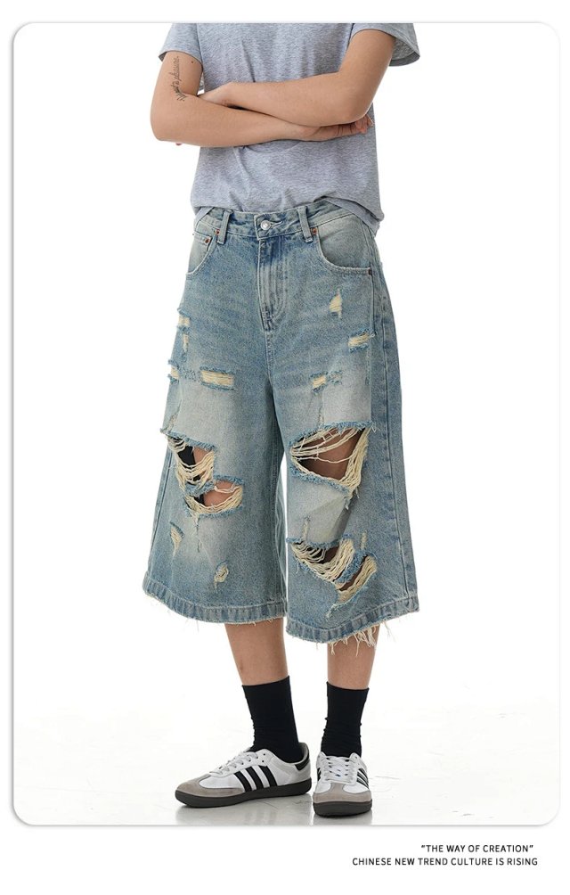 11KN distressed denim shorts Jeans: seller detail photo 8