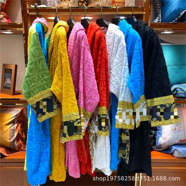 Versace Barocco Print Bathrobe Multicolor Sleepwear - 4