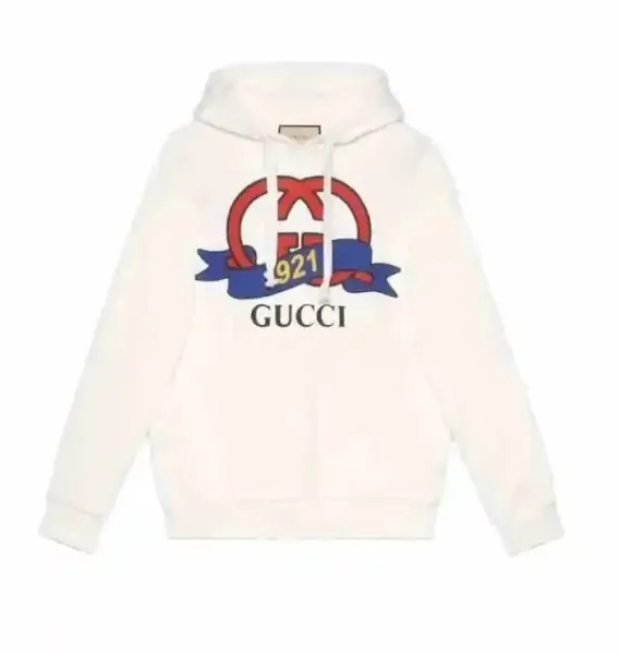 Gucci Interlocking G 1921 Logo Hoodie White - 1
