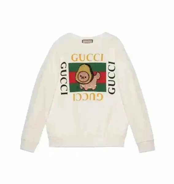Gucci Avocado Bear Graphic Sweatshirt White Hoodie - 1