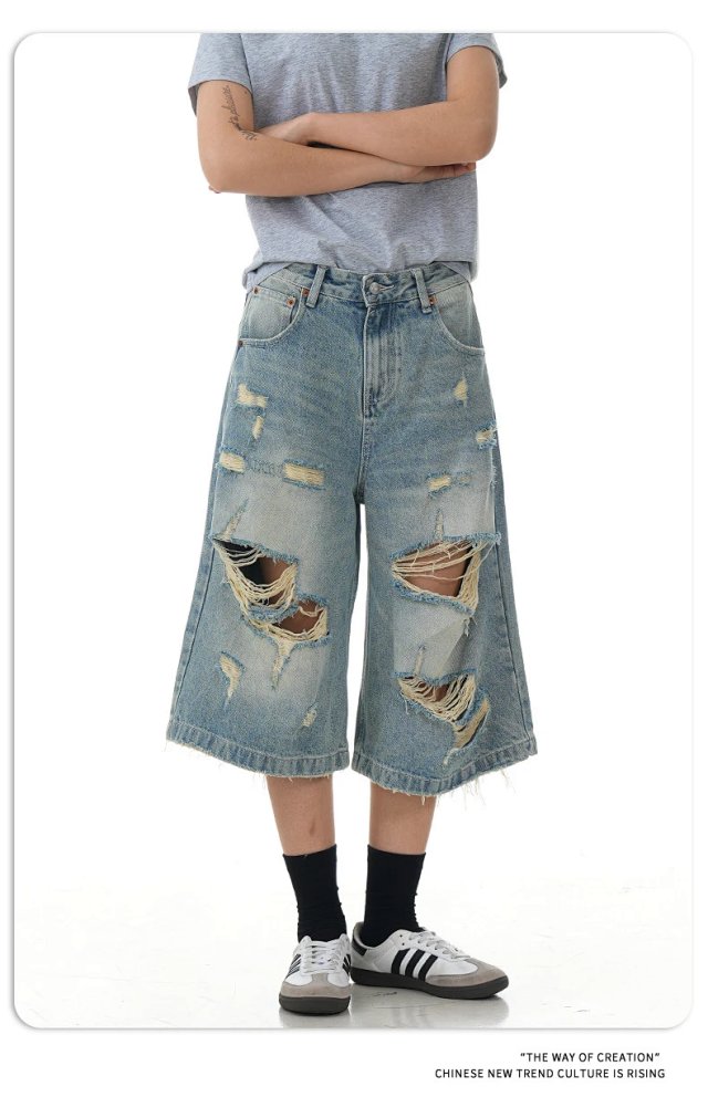 11KN distressed denim shorts Jeans: seller detail photo 11