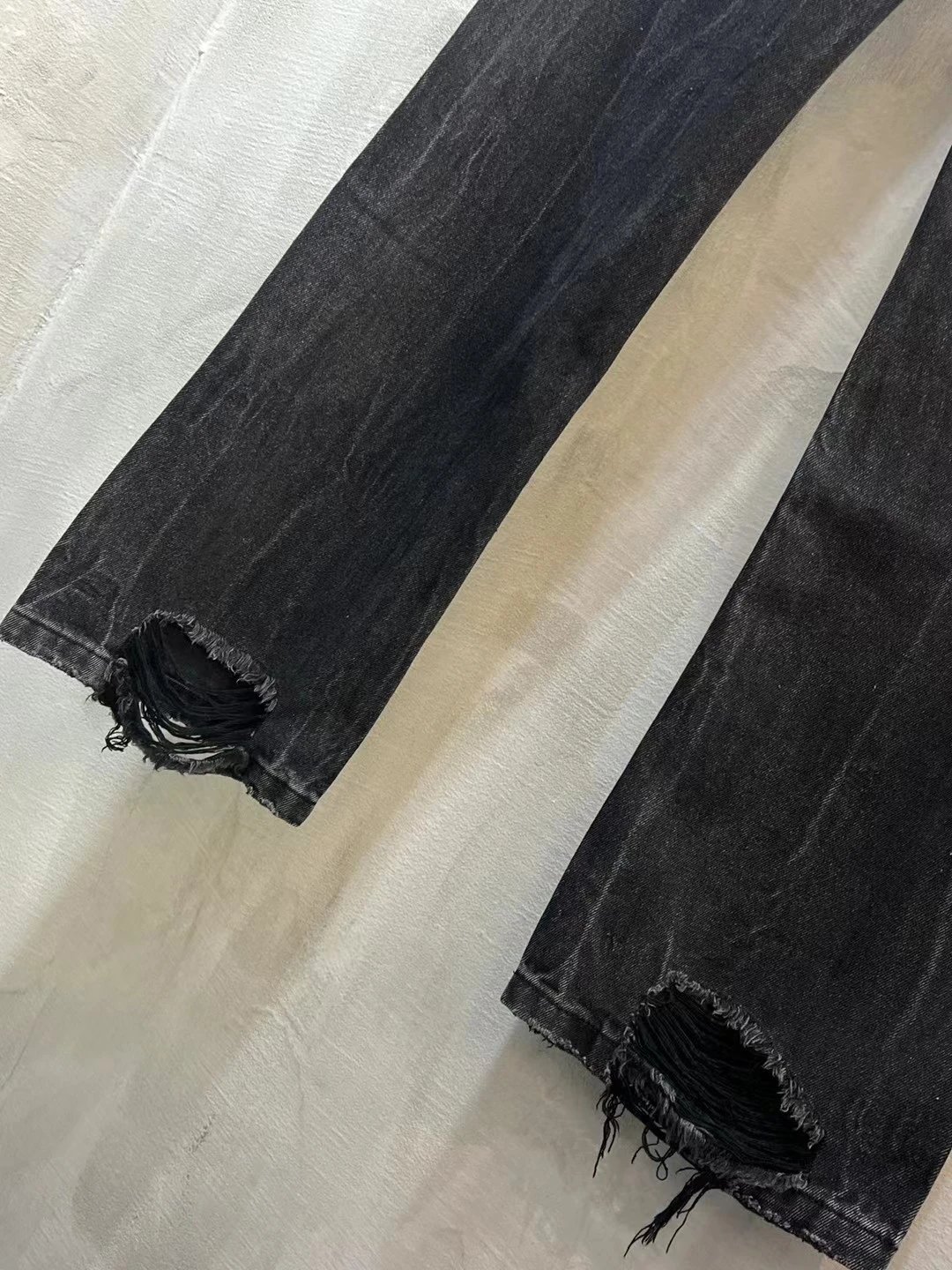 Washed Distressed Flared Denim Jeans photo 8