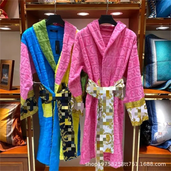 Versace Barocco Print Bathrobe Multicolor Sleepwear - 8