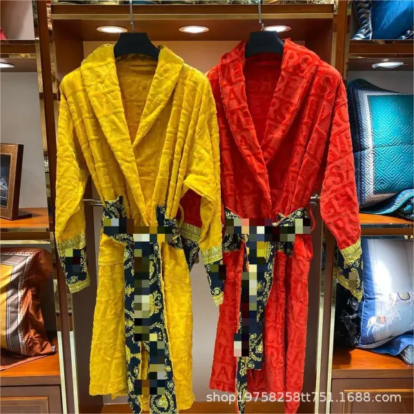 Versace Barocco Print Bathrobe Multicolor Sleepwear - 5