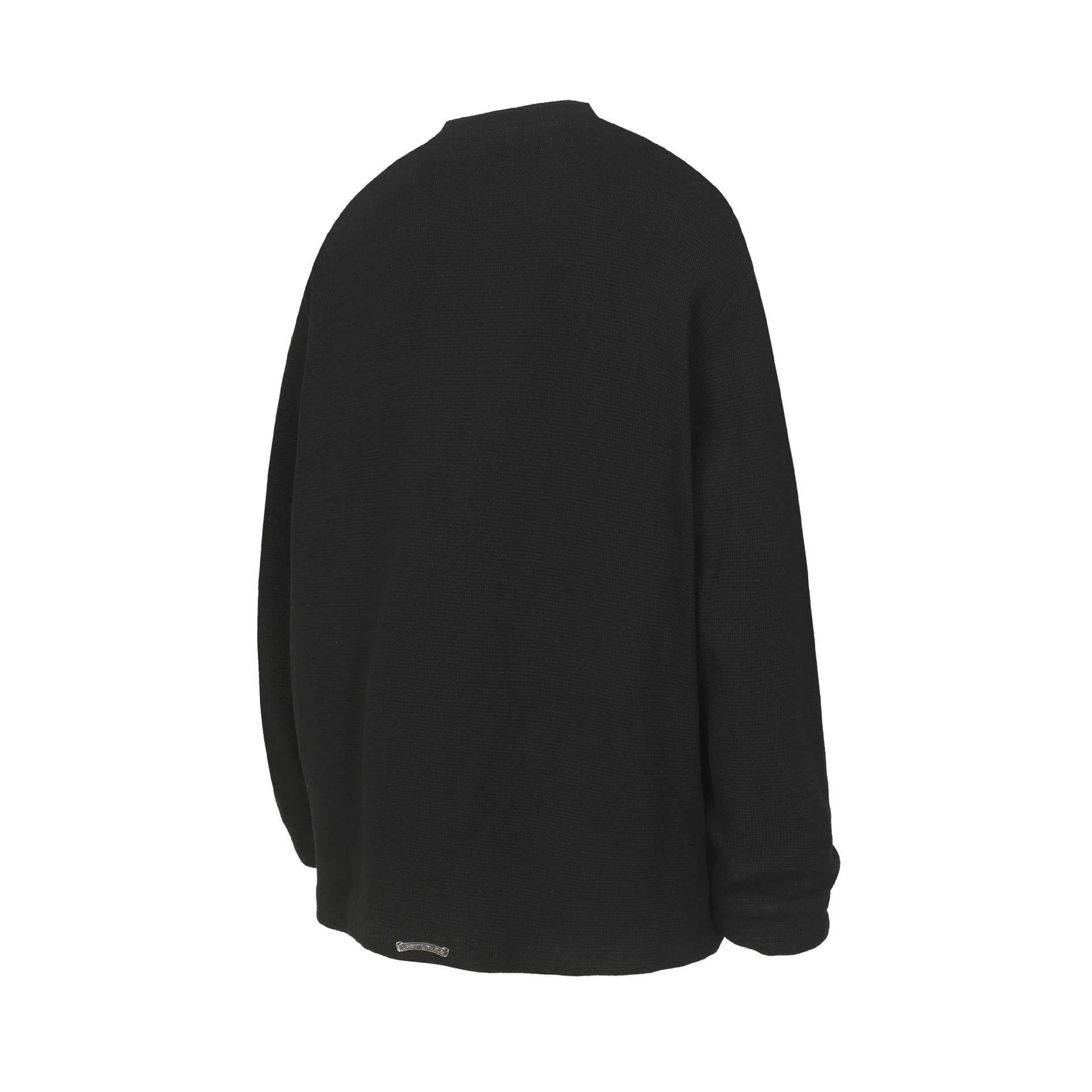 Chrome Hearts Cross Embroidered Gray Waffle Knit Henley Shirt