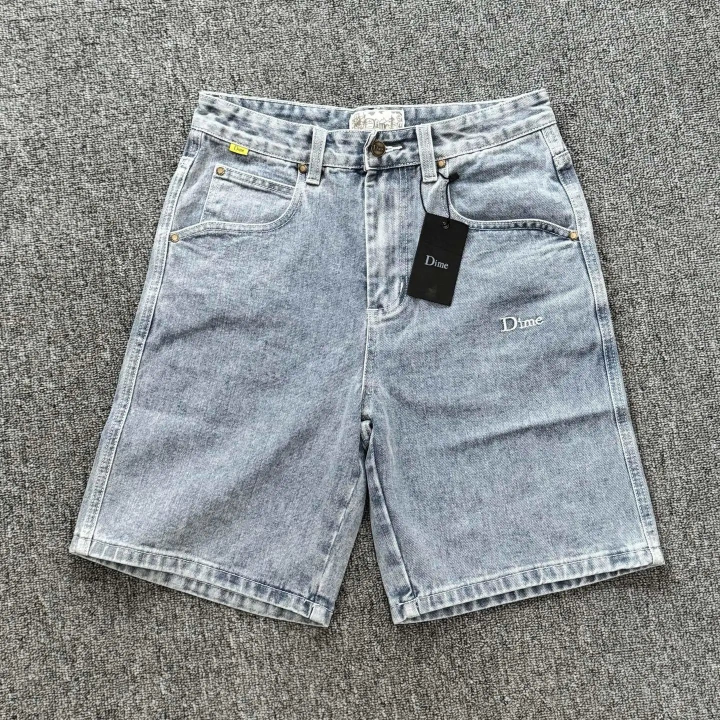 Straight Five-Pocket Denim Shorts with 3D Embroidery photo 7