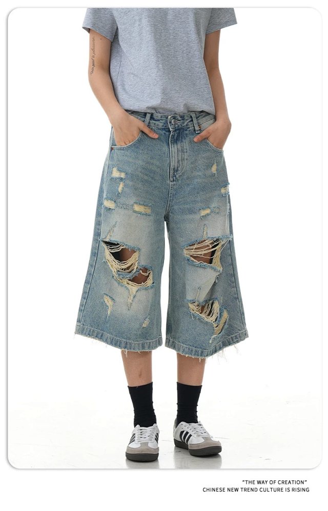 11KN distressed denim shorts Jeans: seller detail photo 7