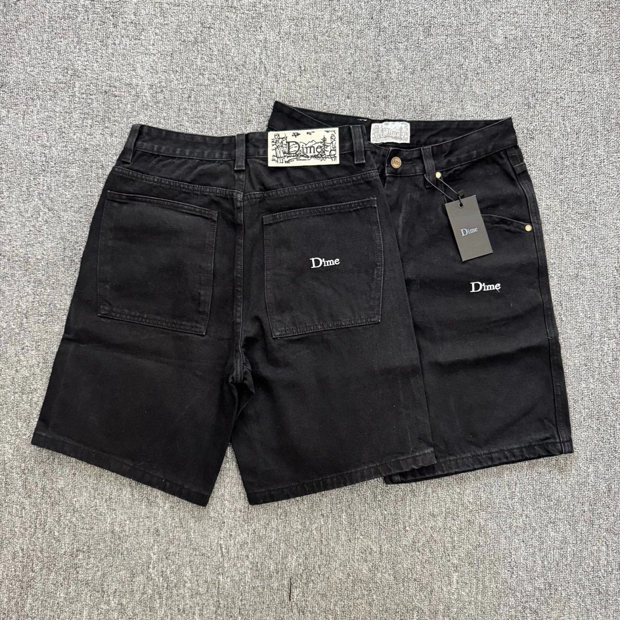 Straight Five-Pocket Denim Shorts with 3D Embroidery photo 5