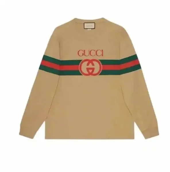 Gucci Web Stripe Logo Sweater Beige - 1
