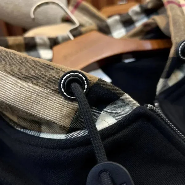 Burberry Hooded Zip-Up Sweatshirt Beige with Classic Check Hood Trim Hoodie - 8