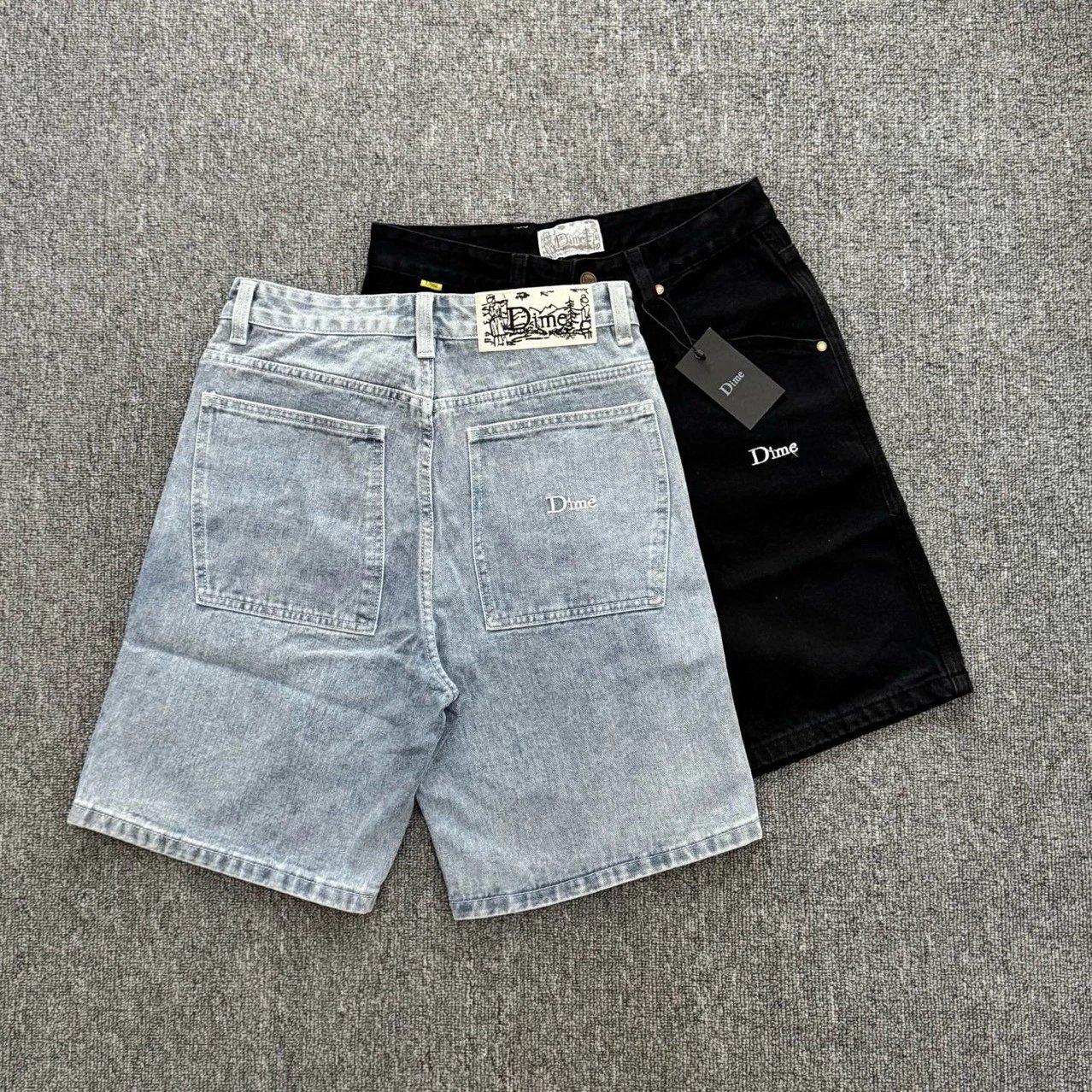 Straight Five-Pocket Denim Shorts with 3D Embroidery