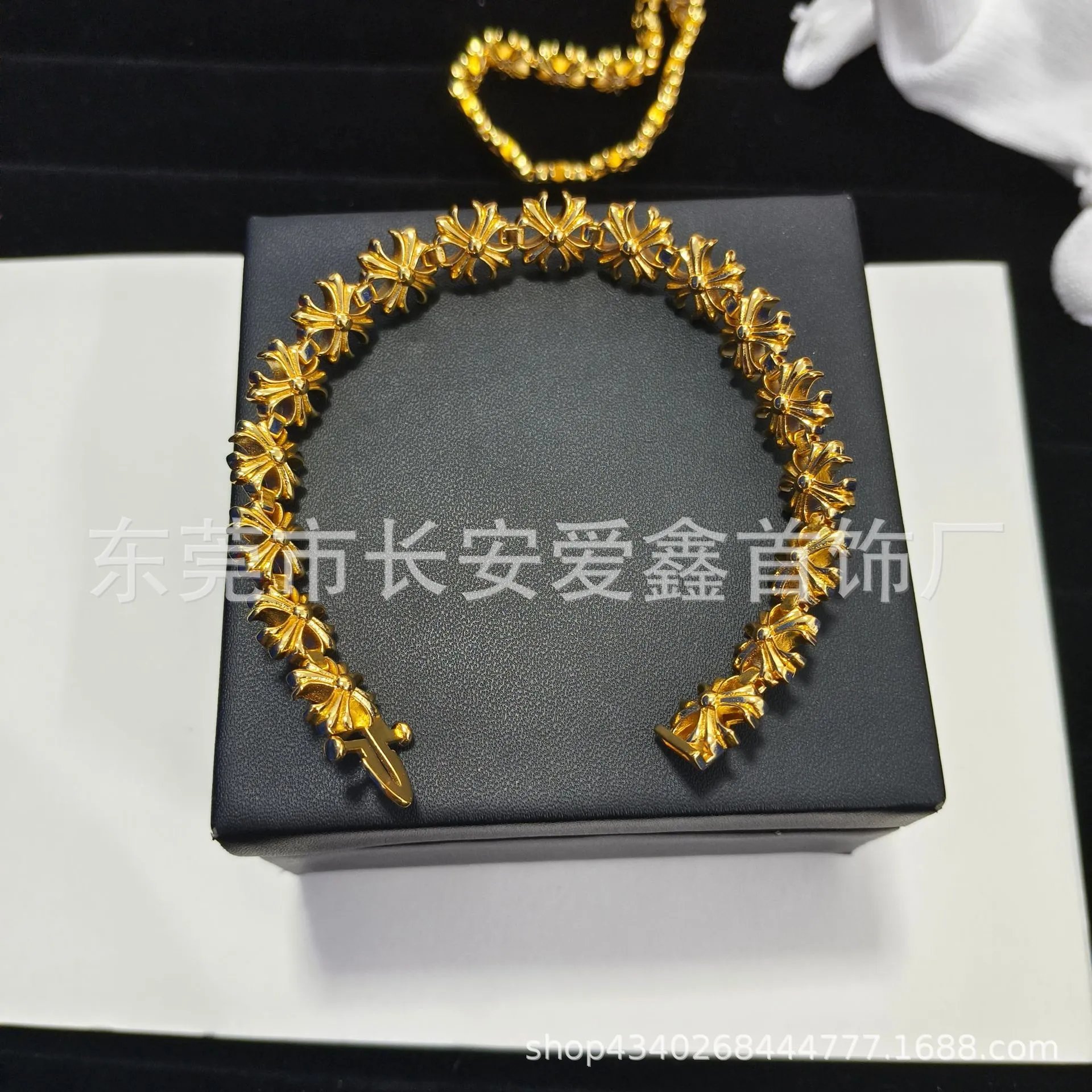 Gold Cross Diamond Bracelet photo 3