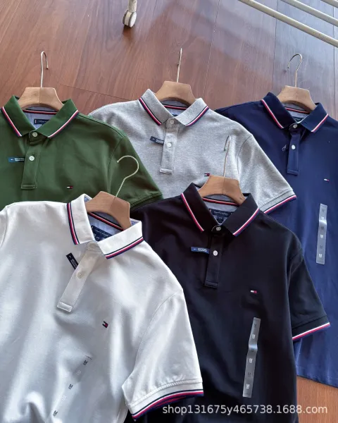 Tommy Hilfiger Classic Polo Shirt in White, Navy, Black, Gray, and Army Green - 4