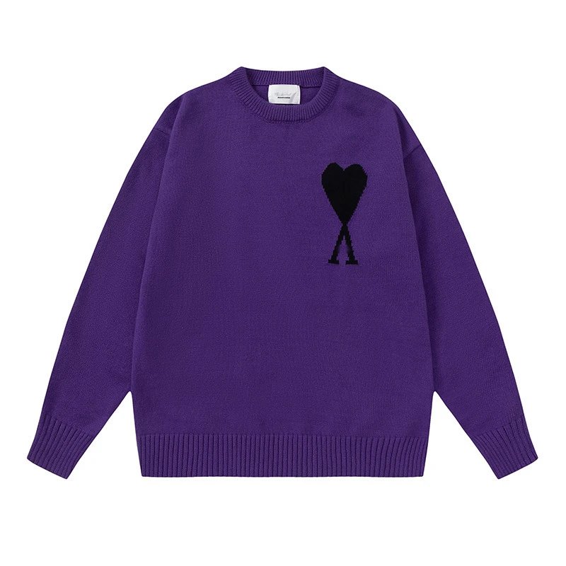 Knit Crewneck Small Heart Loose Sweater photo 4