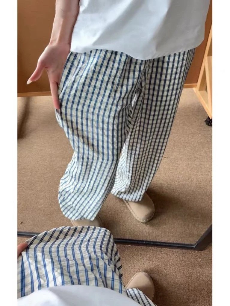 Vintage American Wide-Leg Plaid Pants photo 5
