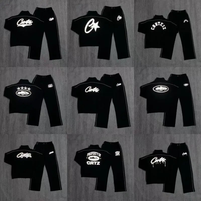 Cortez Black Track Suit with Reflective Brand Logos