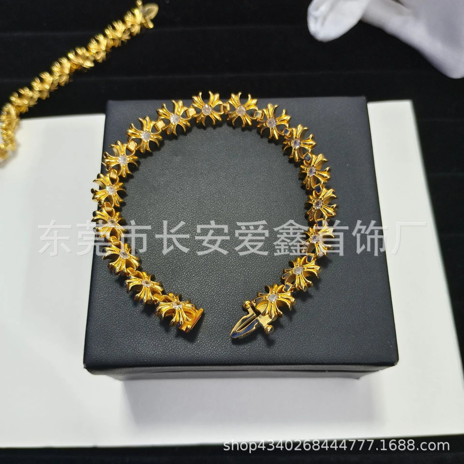 Gold Cross Diamond Bracelet photo 2