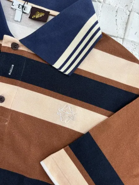 Fred Perry Striped Polo Shirt in Brown, Beige, and Navy Tops Polo - 7