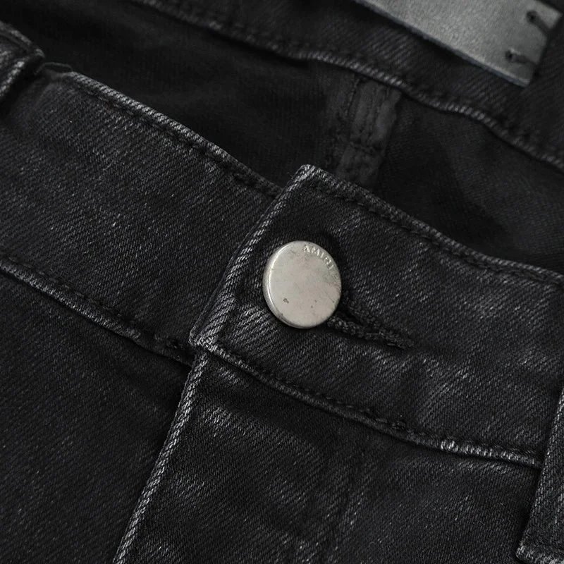 Distressed Logo Embroidery Denim Jeans photo 6