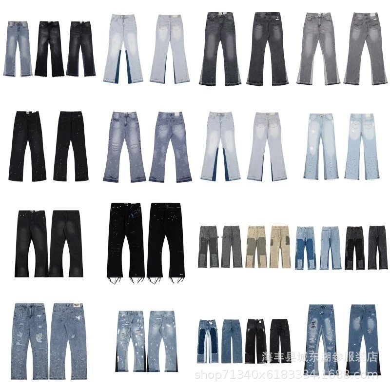 Various Denim Jeans in Different Styles and Colors