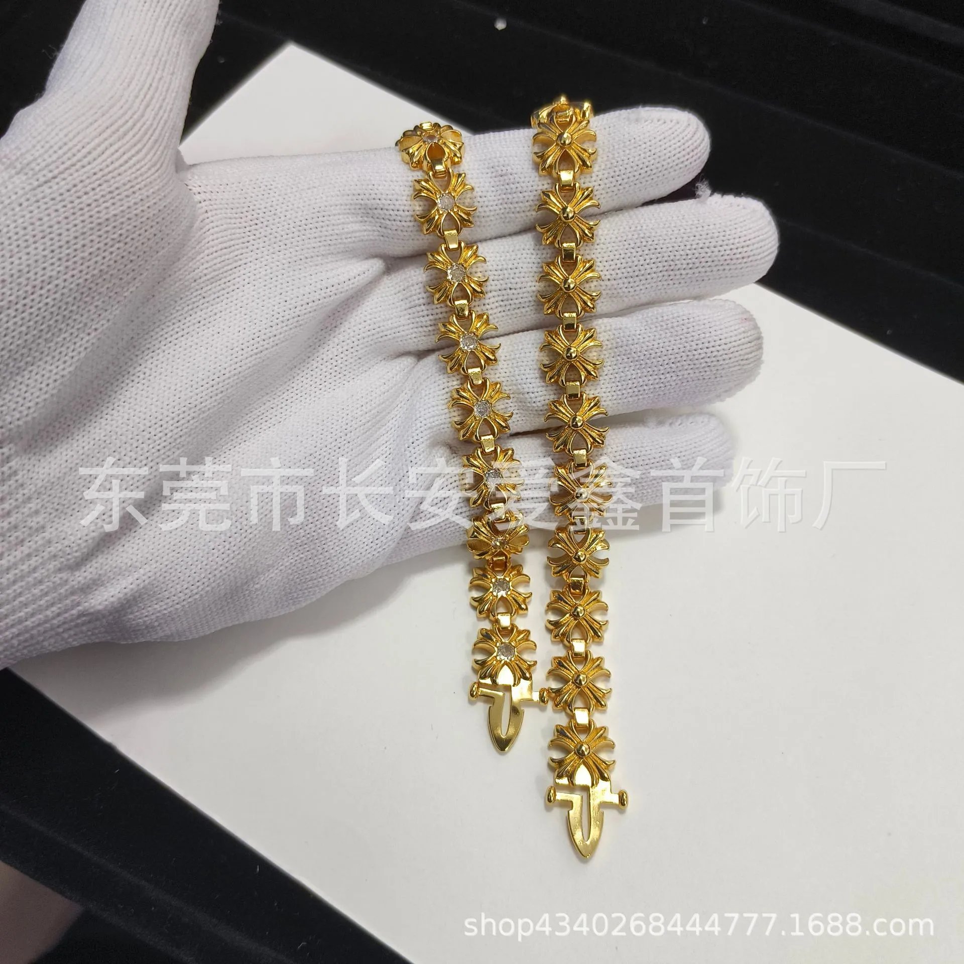 Gold Cross Diamond Bracelet photo 4