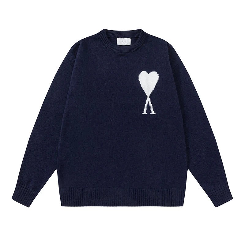 Knit Crewneck Small Heart Loose Sweater photo 6