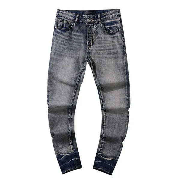 Purple Style No.1 Distressed Paint-Splatter Slim Fit Jeans - 9