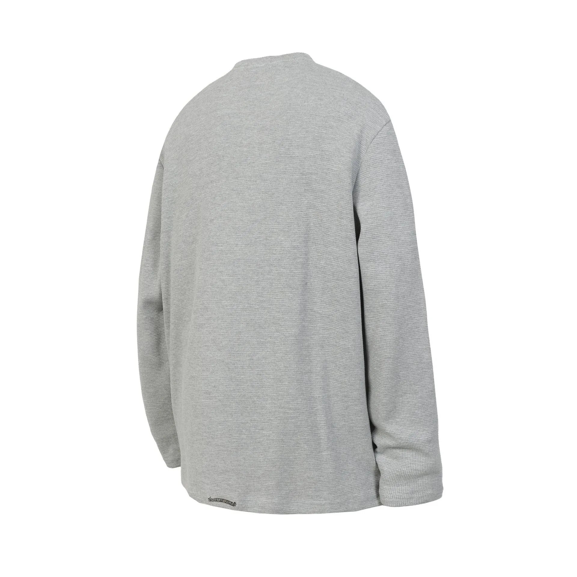 Chrome Hearts Cross Embroidered Gray Waffle Knit Henley Shirt