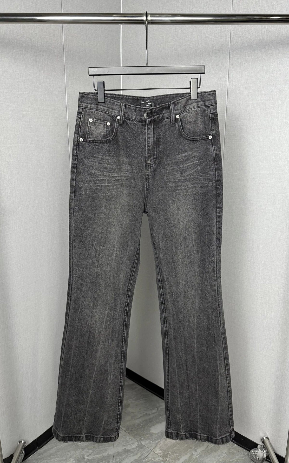 Washed Distressed Flare Denim Jeans photo 7