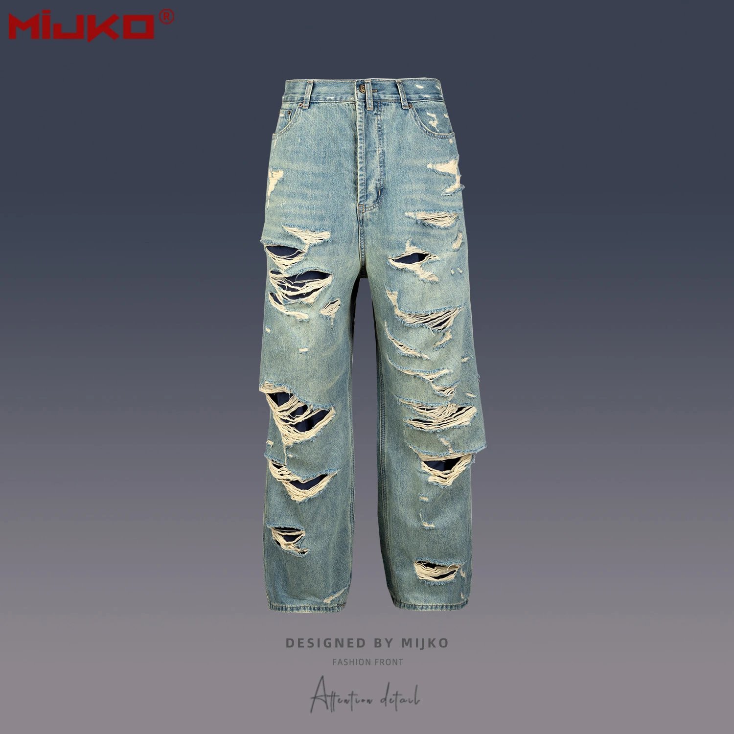 Double Layer Fringe Distressed Denim photo 2