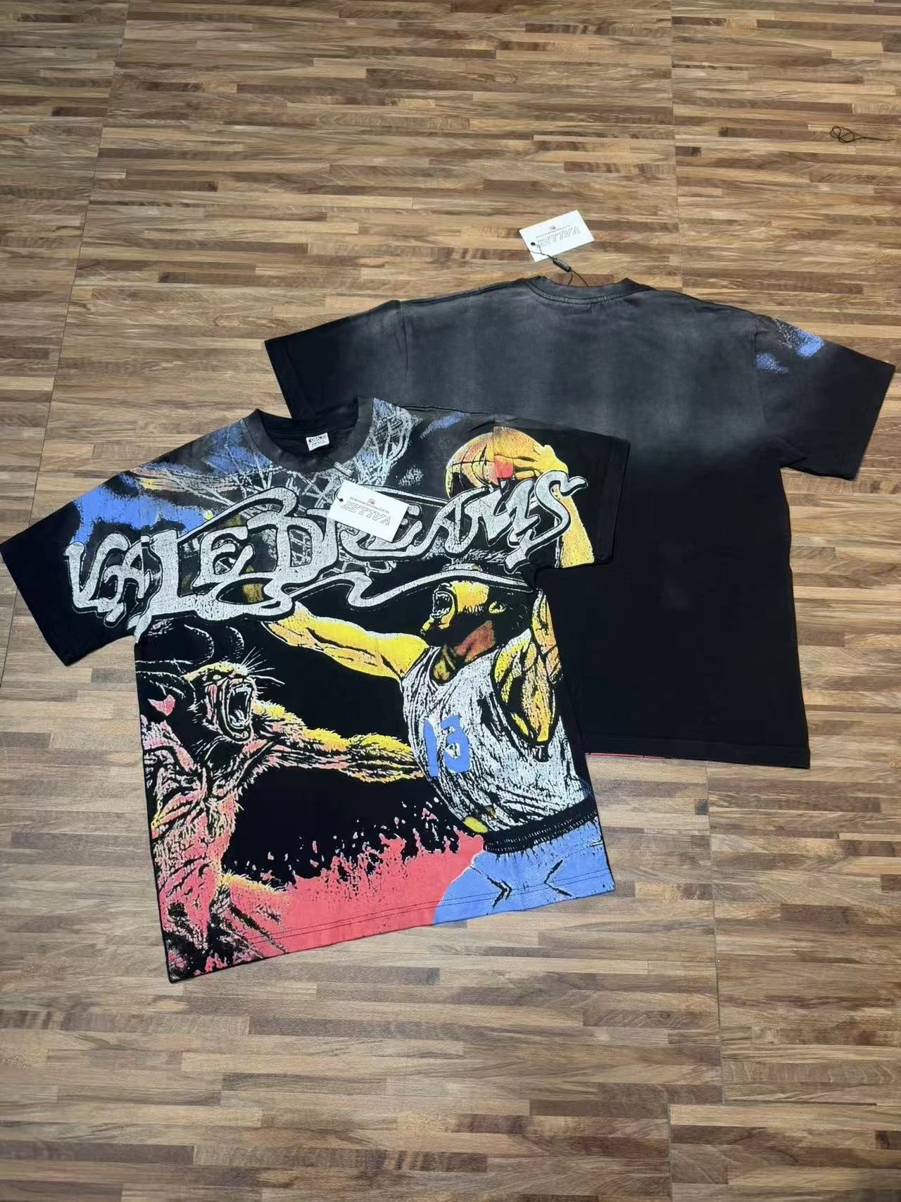 Hip Hop Print Washed Cotton T-Shirt photo 4