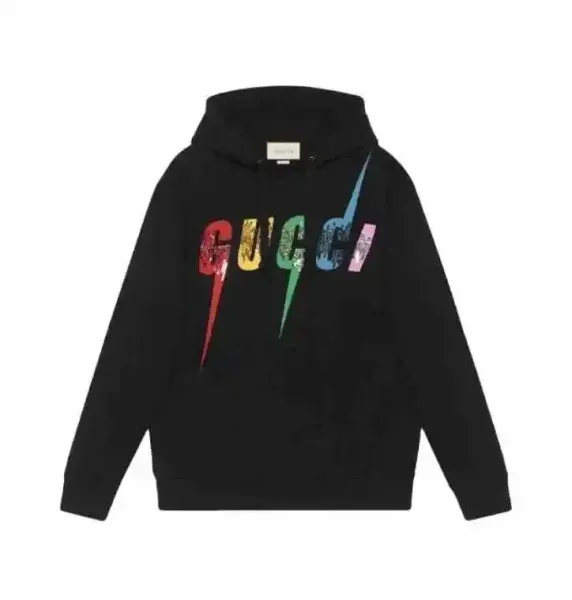 Gucci Rainbow Lightning Logo Hoodie Black - 1