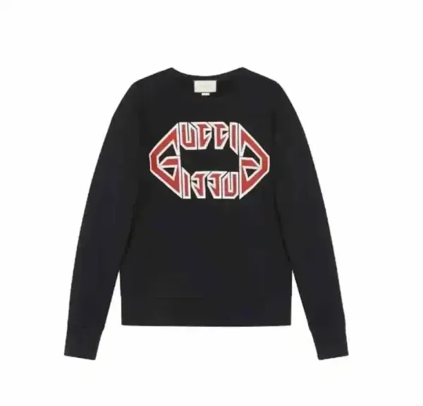 Gucci Logo Graphic Sweatshirt Black Sweater - 1