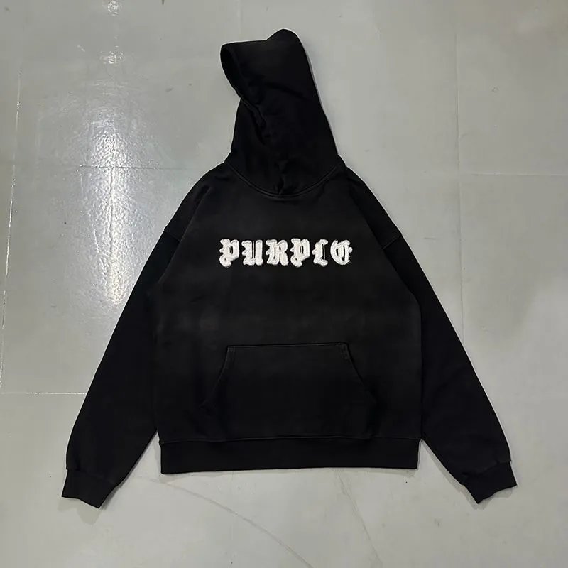 Gothic Letter Embroidered Hoodie and Pants Set photo 3