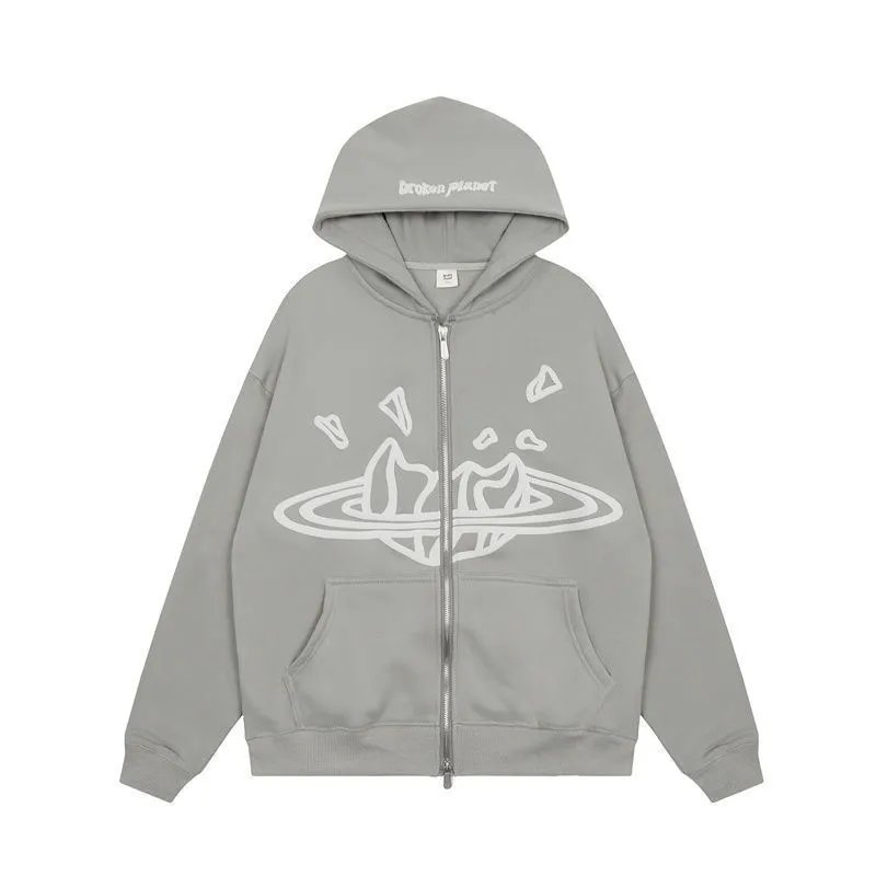 Broken Planet Foil Print Zip Hoodie and Pants Set photo 3