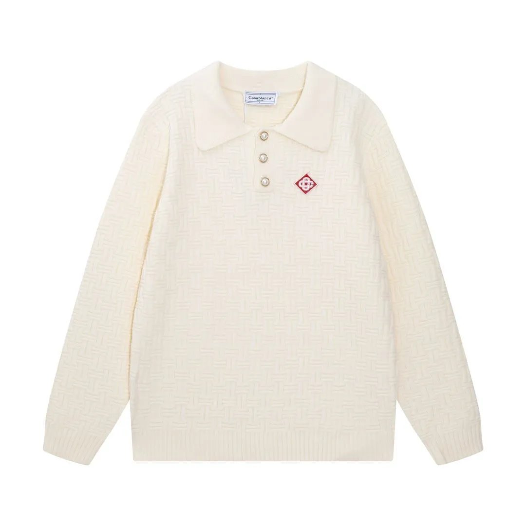 Letter Jacquard Knit Polo Shirt photo 2