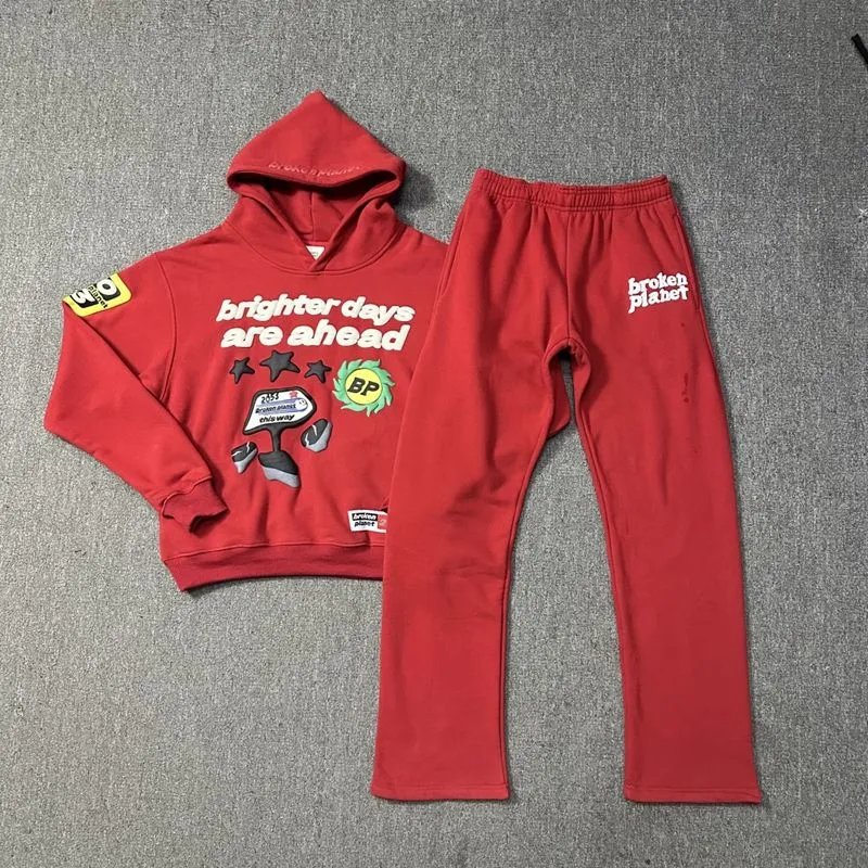 Broken Planet Foil Print Fleece Hoodie and Pants Set photo 6